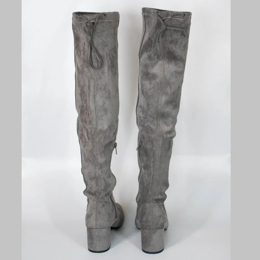 Sugar‎ Women's Gray Cushioned Ollie Almond Toe Block Heel Boots